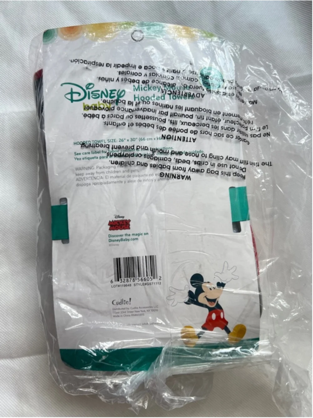 NWT Disney Baby Mickey Mouse Hooded Towels set 26” x 30”